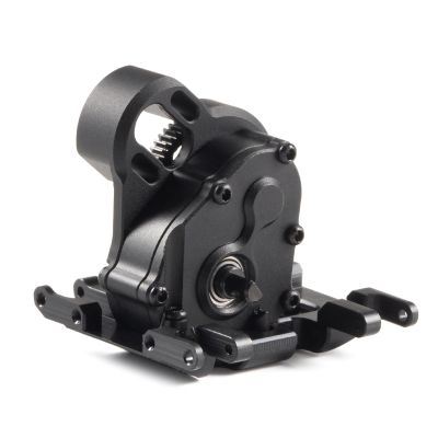 21% Overdrive MR24 Billet Transmission with Delrin Skid Plate for SCX24 Custom Build Brushless 1/24 RC Crawler Comp Rigs (Black)