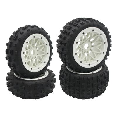 FLMLF Wasteland Tires Front and Rear Tire Assembly for 1/5 HPI Baja ROVAN KM 5B Rc Car Parts (White)