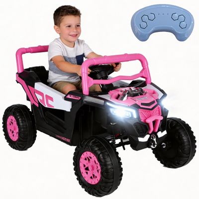 12V Kids Ride On Car with Remote Control and Swing Function, Pink