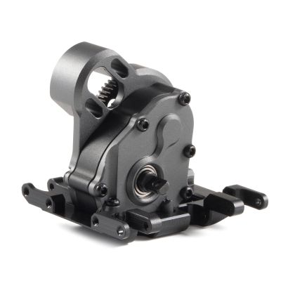 21% Overdrive MR24 Billet Transmission with Delrin Skid Plate for SCX24 Custom Build Brushless 1/24 RC Crawler Comp Rigs (Gray)