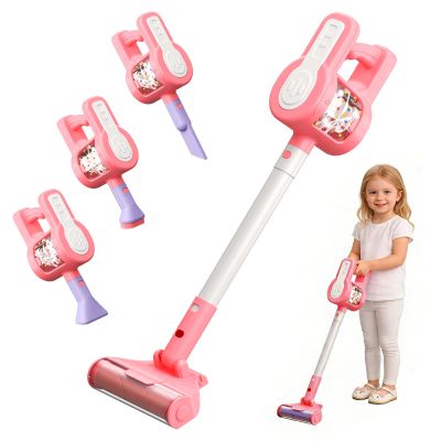 Essovee Kids Vacuum Toy, 4 in 1 Toddler Vacuum Cleaner, Role Play STEM Educational for Girl Boy 3 4 Year Old(Pink)