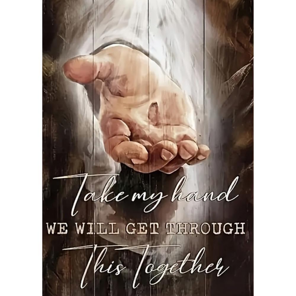 1000 Piece Jigsaw Puzzle for Adults - Take My Hand Jesus Christ Outstretched Hand Art Puzzle - Christian Encouragement Decor - Family Game & Gift