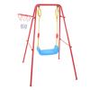 2 in 1 Childrens Swing Set, Heavy Duty Swing Set with Basketball Hoop, 60kg Load Bearing U Shaped Plastic Alloy Swing for Backyard Play, Includes Swing and Hoop for Kids view 1