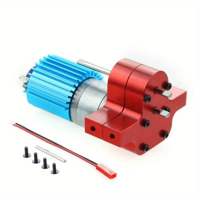Aluminum Alloy Transfer Gearbox with 370 Brushed Motor for WPL for MN for JJRC FY B14 B16 B24 B36 C14 C24 Q60 D90 MN99S 4WD 6WD RC Crawler Upgrades (red)