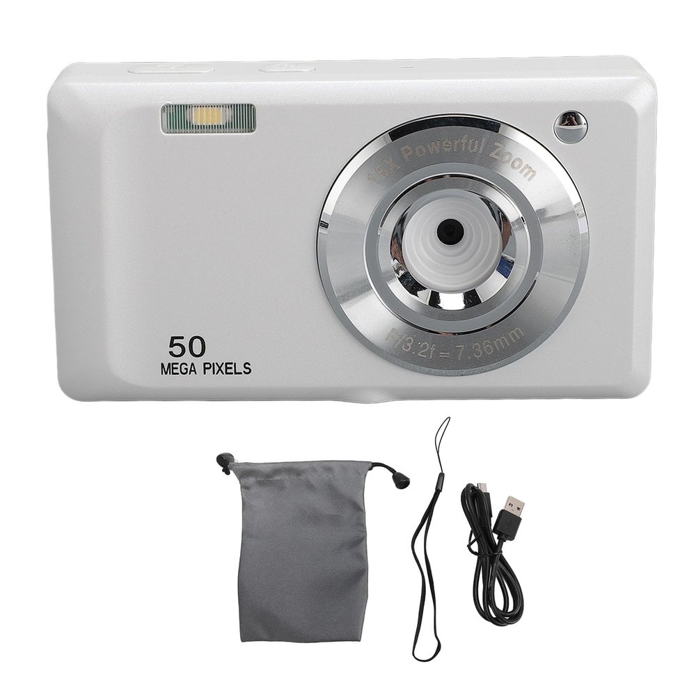 4K Digital Camera for Kids and Teens, 50MP HD Compact Camera with 16X Optical Zoom, Auto Focus Anti Shake, 1080P Video Recording for Travel Photography