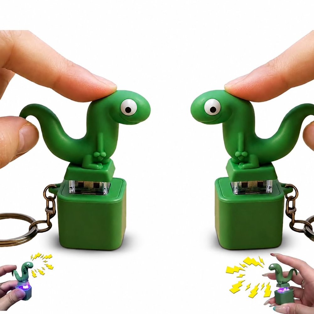 2 Pack Lizard Button Keychain, Lizard Fidget Toy, Rechargeable Sensory Toy with LED Light & Click Sound, Stress Relief Anxiety Relief Toy for Kids Adults. Desktop and Car Decoration Easy to Carry