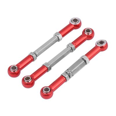 3Pcs Aluminium Alloy Front Steering Linkage Rods, Precision CNC Machined Steering Rod for FS 53633/51805 / 51806 1/10 RC Car, Anodized Upgrade Linkage with Easy (538057R red)