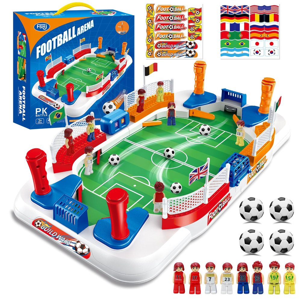 Anehono Tabletop Soccer Game for Kids, Mini Foosball Desktop Soccer Shootout Game with Dual Controls, Sound Effects & Scoreboard, Interactive 2-Player Family Game, Educational Toy for Boys Girls
