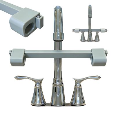 2-Pack Universal Faucet Handle Lock for Double-Handle Faucets, Pet and Child Safety Faucet Guard with Anti-Drop Columns on Both Ends, Quick-Install Sink Faucet Stopper for Kitchen Bathroom (Gray)