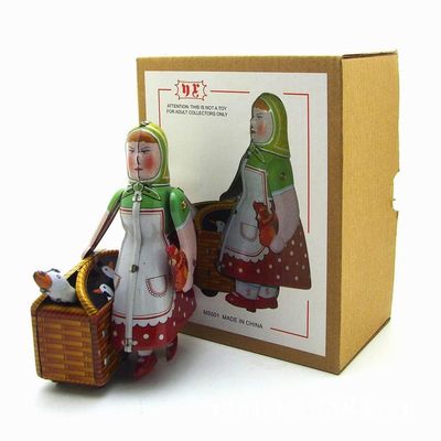 AMEIYUN Retro Wind Up Toy MS501 Russian Peasant Women Nostalgic Personality Props Bar Clothing Store Furnishings Tin Toys