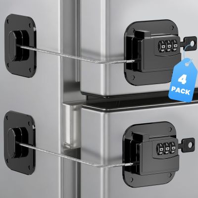 SUR-CIEL 4PCS Mini Fridge Lock with Code, Refrigerator Locks, Cabinet Locks Baby Proofing, Combination Lock for Refrigerator, Freezer, Cabinets, Drawers, Doors and Windows, NO Drilling