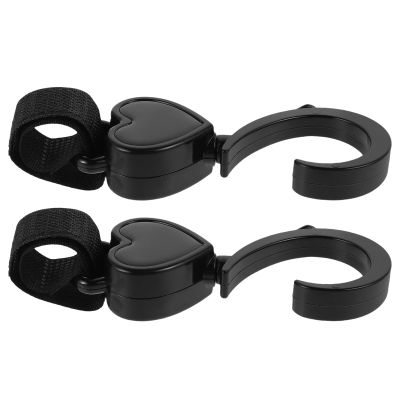 VOSAREA 2pcs Rotatable Heart-Shaped Stroller Hooks for Pram Bag Hanging, Buggy Clip with 360 Swivel, Grocery Bag Holder, Essential Stroller Accessories for Travel and Shopping