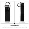 Abaodam 2pcs Non-Slip Stroller Hooks with Lock, Universal Pram Clip Accessories for Diaper Bags and Shopping, Pu Strap Hooks for Strollers and Outdoor Use view 3