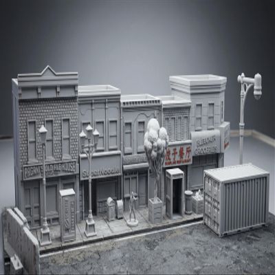 40mm Heroic Scale City Block Terrain Bundle | Size 3 Size 4 Buildings and Street Scatter | Unofficial Accessory Compatible with Marvel Crisis Protocol | Unpainted RPG Models