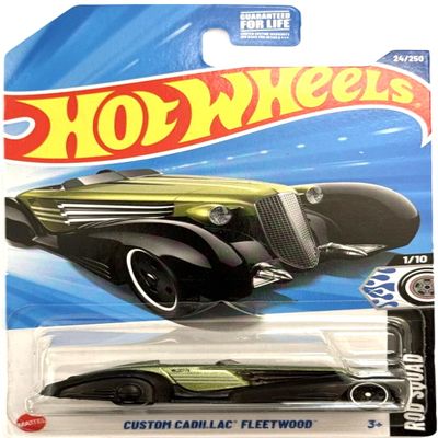 Hot Wheels Custom Cadillac Fleetwood Die-Cast Car, Green and Black, Rod Squad Series, 1/10, 24/250