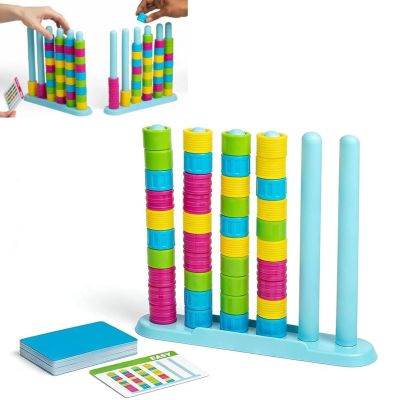 Color Matching Challenge Game, Fast Pattern Match Ring Stacking Puzzle Stack Games with 50 Puzzles, Hand Eye Coordination Training for Group Party and Family 2-4 Players Indoor/Outdoor