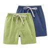 2 Pack Boys Cotton Linen Shorts Summer Casual Baggy Elastic Knee Length Bermuda Short Pants Kids Teen Drawstring High Waist Quick Dry Shorts Toddler Breathable Beach Pant,Black, Size 2-4 Years view 1