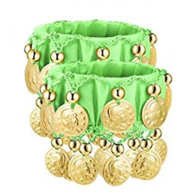Alianm Belly Dance Wrist Belly Dancer Bracelet 6 Pair Dance Wrist Ankle Cuffs Chiffon for Performances(Light Green)