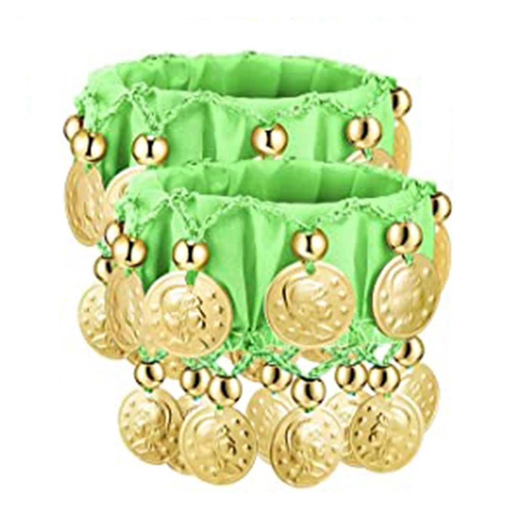 Alianm Belly Dance Wrist Belly Dancer Bracelet 6 Pair Dance Wrist Ankle Cuffs Chiffon for Performances(Light Green)