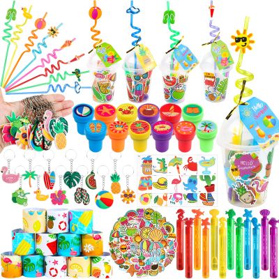 12 Pack Pool Beach Birthday Party Favors with Cups Summer Silly Straws Bulk