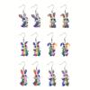Cartoon Rainbow Rabbit Acrylic Earrings view 1