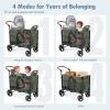 Wagon Stroller for 2 Kids, Foldable Wagon for Kids and Infants, All Terrian Wheels with Shock-Absorbing, 5 Point Harness, Removabel Canopy and Ample Storage Bag Included (Green) view 2