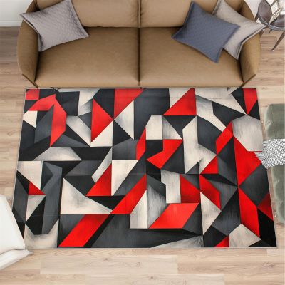 Abstract Rug for Kids Room, Geometry Rug 5x6, Modern Geometry Bedroom Rugs Washable & Non Slip Carpet for Home Decor