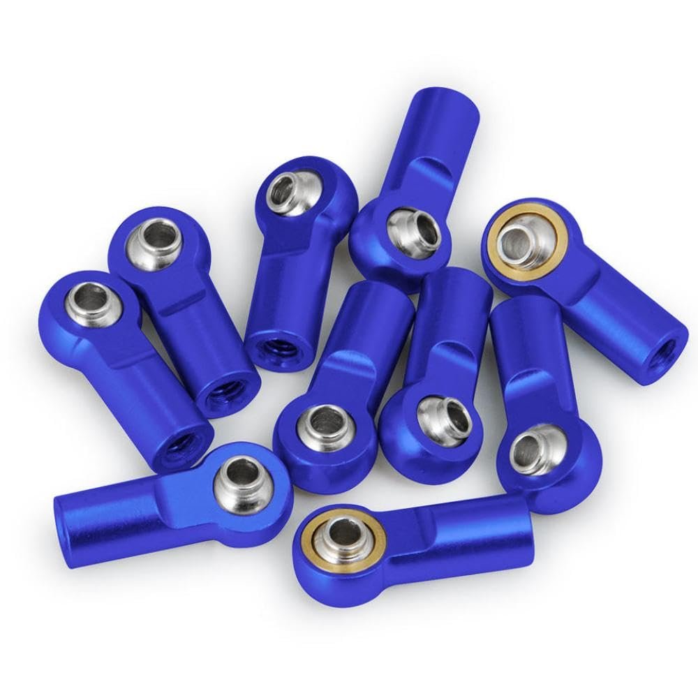 COMODO 10Pcs M4 Metal Rod End Ball Joint Link Tie with Right-Hand Screw for 1/10 RC Crawler Cars Compatible with CC01(Blue)