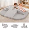 6-Piece Kids Climbing Foam Blocks, Baby Foam Climbing Blocks, Corduroy Non-Slip Surface, Soft Toddler Play Equipment for Active Climbing & Building, Indoor Gross Motor Skill Development, Grey view 1