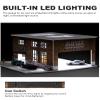 1/64 Scale Display Case Car Garage Model, Factory Building Cover Diecast Diorama Box Decorative Miniature Scene with LED Light for Toy Car Display and Storage view 4
