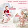 FUNLIO Wooden Unicorn Baby Rocking Horse Ages 0.5-3, Cute Baby Rocking Horse with Removable Fence & Backrest, Easy to Assemble Toddler Wooden Rocking Horse, CPC & CE Certified - Pink view 2