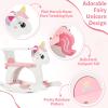 FUNLIO Wooden Unicorn Baby Rocking Horse Ages 0.5-3, Cute Baby Rocking Horse with Removable Fence & Backrest, Easy to Assemble Toddler Wooden Rocking Horse, CPC & CE Certified - Pink view 3