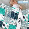 Munific Personalized Baby Crib Bedding Set Custom Name 3-Piece Nursery Set Including Blanket, Fitted Crib Sheet & Changing Pad Cover Ideal Newborn Gift for Boys, Woodland Deer Bear view 3