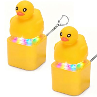 2PCS Duck Fidget Keychain Clicker Toy for Stress Relief & Travel & Fun