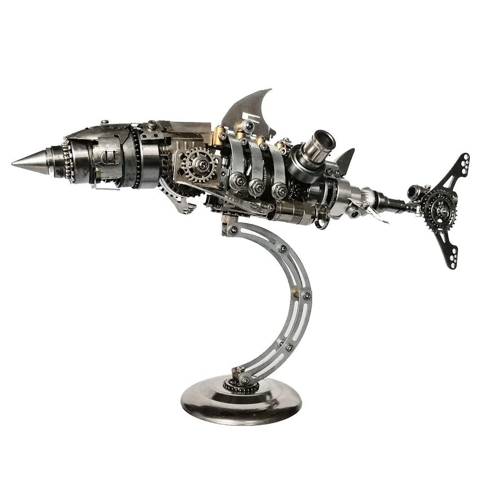 3D Metal Puzzle 209PCS Mechanical Shark Model Kit DIY Assembly Ocean Predator Display Desk Decor Collectible Build with Display Stand Creative Hobby Gift for Adults Enthusiasts