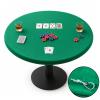 Conderyang Green 36 Inch Felt Card Game Tablecover Round 36in to 48in Tablecloth Poker Table Cover Elastic Table Mat Fitted Bridge Card Mahjong Dominoes and Casino Game Night Topper Cloth Protecto view 1