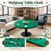 Conderyang Green 36 Inch Felt Card Game Tablecover Round 36in to 48in Tablecloth Poker Table Cover Elastic Table Mat Fitted Bridge Card Mahjong Dominoes and Casino Game Night Topper Cloth Protecto view 4