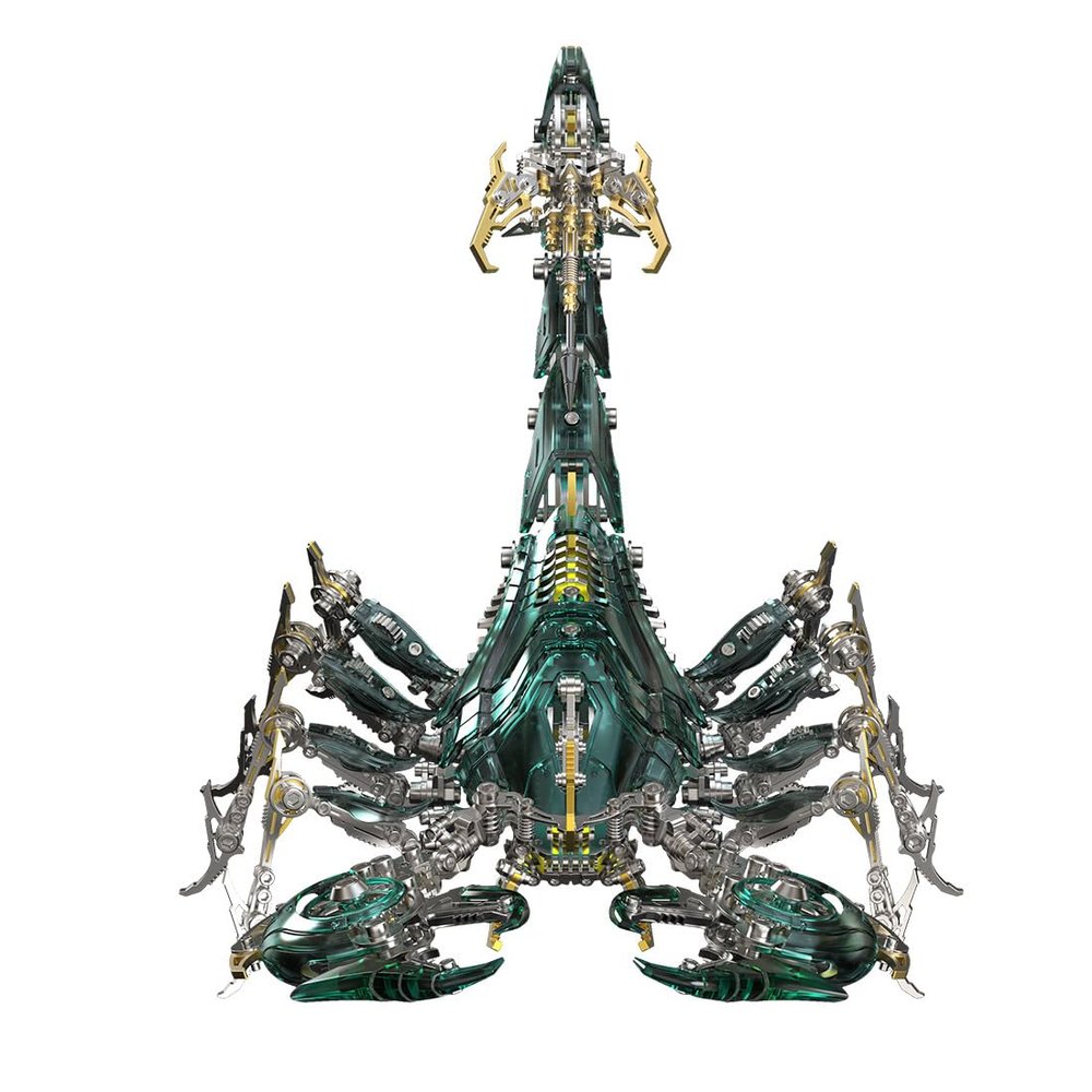 3D Metal Puzzle Mechanical War Scorpion Model Kit, DIY Cyberpunk Metal Assembly Scorpion with 1073 Pieces, Articulated Metal Creature Building Kit Desk Display Collectible Gift for Adults(Green)