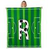 Erosebridal Boys Soccer Blanket Baby Size, 3D Football Playground Throw Blanket for Sofa Couch,Personalized Initial R Fleece Blankets Sports Games Sherpa Flannel view 1