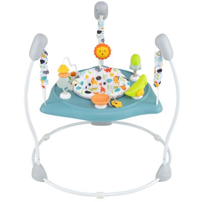 BABY JOY Baby Activity Center, Baby Jumpers and Bouncers with Music, 360 Rotating Seat, 3 Adjustable Heights, Montessori-Inspired Activity Center for Baby 7-15 Months (Baby Blue)