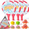 Water Paddle Toss Game for Kids & Family, Floating Beach Paddle Game with 4 Paddles, 4 Animal-Shaped Balls and 2 Round Balls, Pool Beach Toys for Kids, Indoor Outdoor Catch Game for Yard Lawn Sand view 1