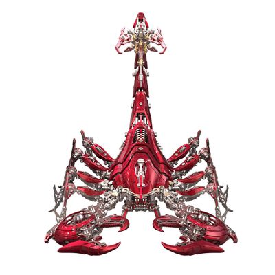 3D Metal Puzzle Mechanical War Scorpion Model Kit, DIY Cyberpunk Metal Assembly Scorpion with 1073 Pieces, Articulated Metal Creature Building Kit Desk Display Collectible Gift for Adults(Red)