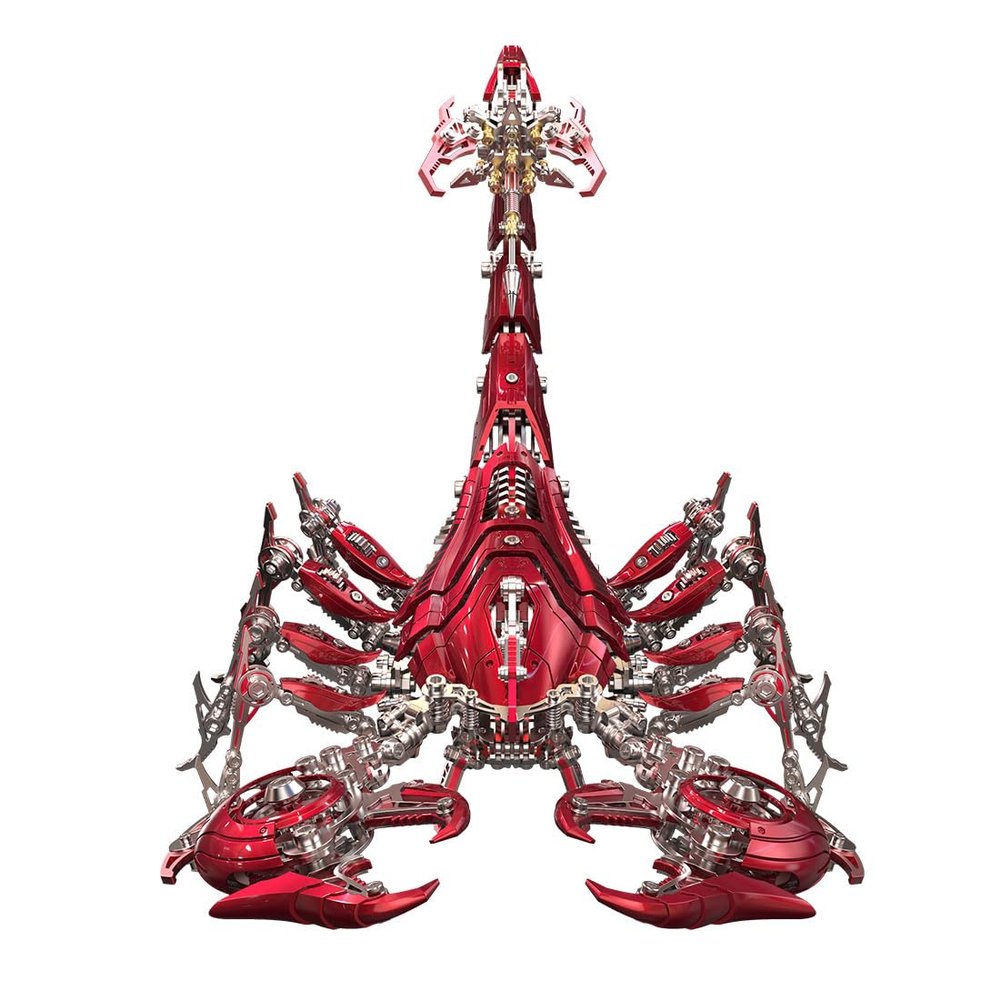 3D Metal Puzzle Mechanical War Scorpion Model Kit, DIY Cyberpunk Metal Assembly Scorpion with 1073 Pieces, Articulated Metal Creature Building Kit Desk Display Collectible Gift for Adults(Red)