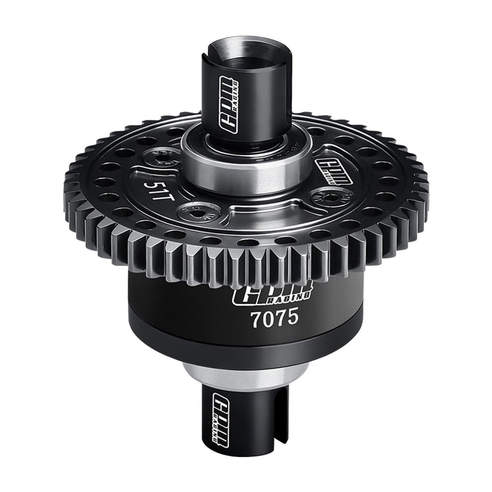 20CrMnTi Steel + 7075 Alloy 51T Center Complete Differential for Traxxas 1/8 4WD Sledge Monster Truck 95076-4 Upgrades - Black