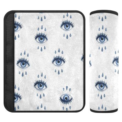 Sgaesgte Blue Eyes Baby Car Seat Straps Pads, Seat Belt Cover Pad Shoulder Strap Protectors for Kids Women, 2Pcs Infant Seat Belt Cushion for All Car Seats, Backpack, Camera Bag (Medium)