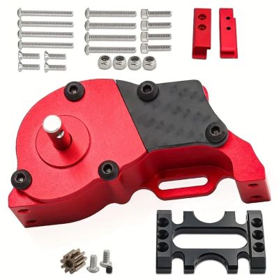 Rc Drift Cars Parts for Axial for SCX10 for LCG for SCX10 II III 1/10 Metal Aluminum Transmission Upgrade Kit Complete Gearbox Assembly RC Parts(Red)