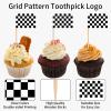 100 Pcs Checkered Racing Flag Toothpicks,Race Car Cupcake Toppers,Toothpick Flags for Party Platters,Cupcakes,Sports Themed Eventsacing Flag Picks for Birthday Party,Monster Truck Theme Decoration view 3