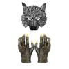 2Pcs Realistic Wolf Mask with Claws Gloves,Half Face Werewolf Mask,Horror Animal Masks Fancy Dress for Halloween Carnival Costume Party,Moon Night Scary Wolf Man Costume Set view 1