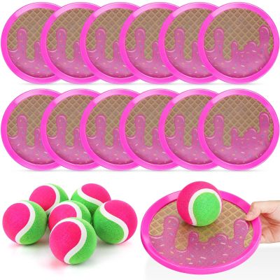 Arrowbash Toss and Catch Ball Game for Kids, 12 Paddles and 6 Sticky Balls, Toddler Baseball Glove & Catch Ball Toys Beach Outdoor Toys Birthday Gift Set for Ages 5 6 7 8-12(12 Pcs,Ice Cream)