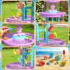 2026 Water Table for Toddlers 3-5, 3-Tier Kids WaterTable with Umbrella Splash Pond, Outdoor Toys Sand and Water Tables for Boys Girls, Sensory Play Table Toys for Pool Beach Backyard Summer (Purple view 4